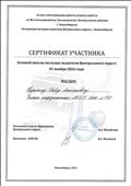 Сертификат участника: Осенней школы молодых педагогов Центрального округа 01.11.2016